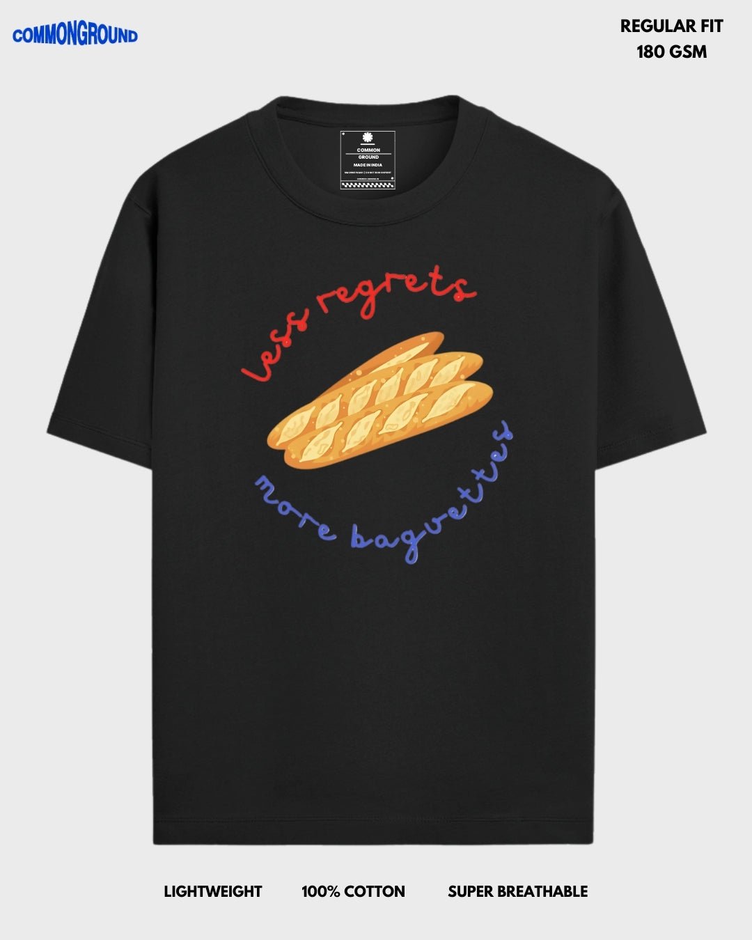 LESS REGRETS REGULAR T - SHIRT - COMMONGROUND