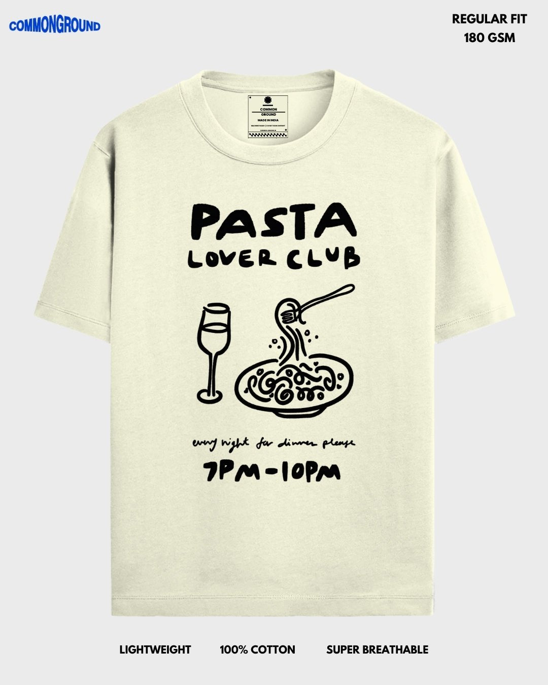 PASTA LOVER CLUB REGULAR T - SHIRT - COMMONGROUND