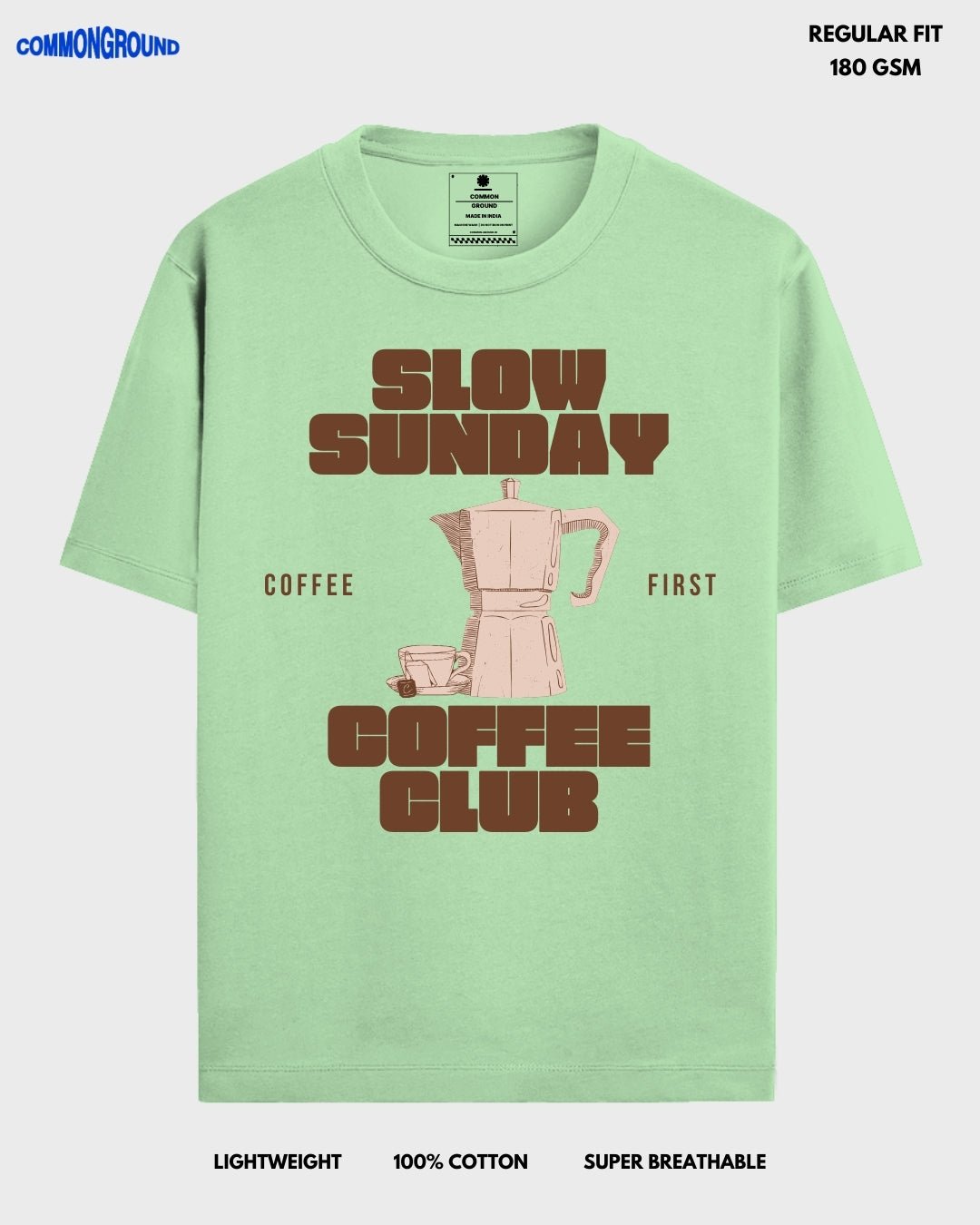 SLOW SUNDAY COFFEE CLUB REGULAR T - SHIRT - COMMONGROUND