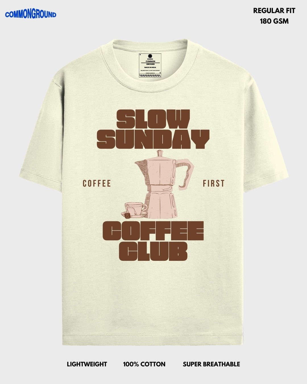 SLOW SUNDAY COFFEE CLUB REGULAR T - SHIRT - COMMONGROUND