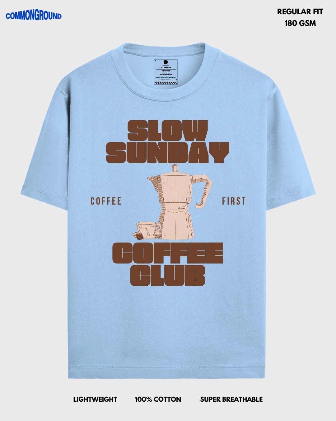 SLOW SUNDAY COFFEE CLUB REGULAR T - SHIRT - COMMONGROUND