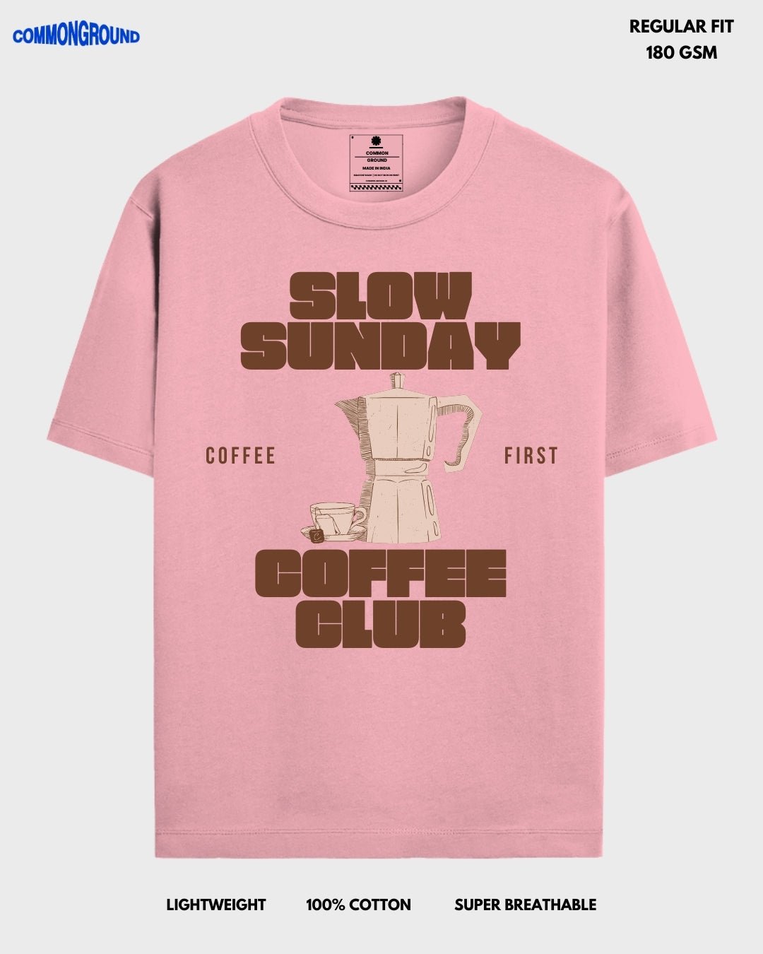 SLOW SUNDAY COFFEE CLUB REGULAR T - SHIRT - COMMONGROUND