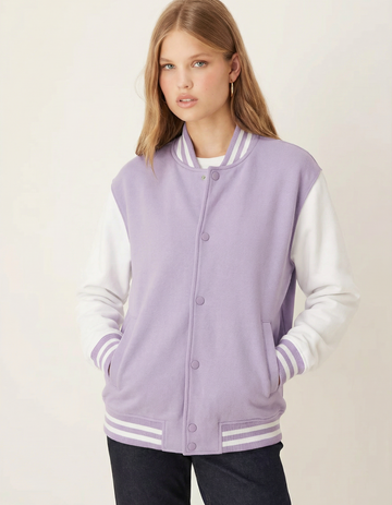 UNISEX LAVENDER VARSITY JACKET