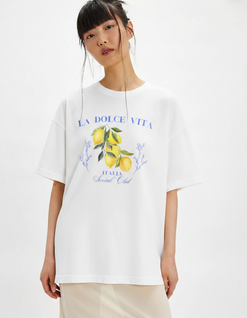 LA DOLCE VITA WHITE OVERSIZED T-SHIRT