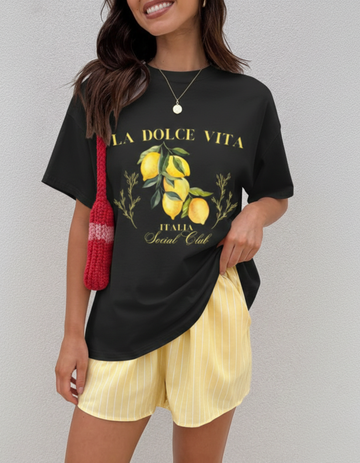 LA DOLCE VITA BLACK OVERSIZED T-SHIRT