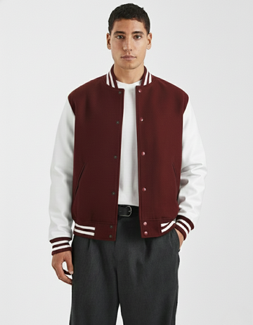 UNISEX MAROON VARSITY JACKET