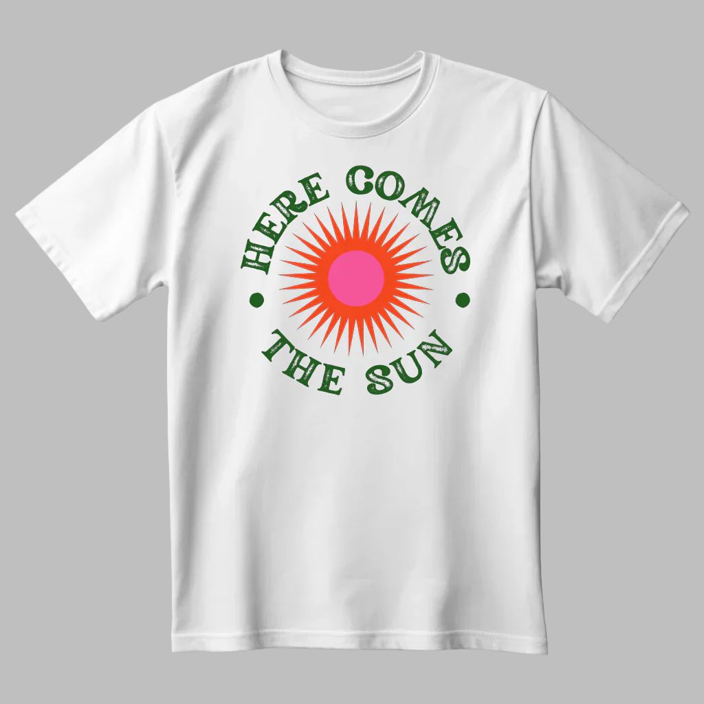 HERE COMES THE SUN WHITE SUPIMA T-SHIRT