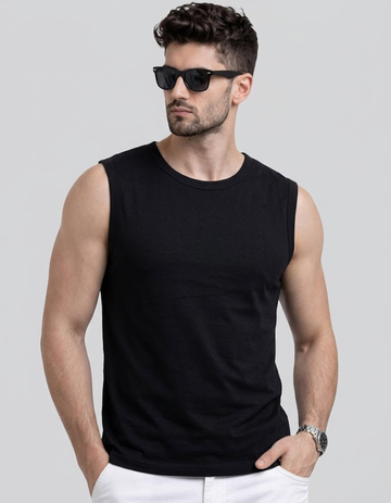 SOLID SLEEVELESS T-SHIRT