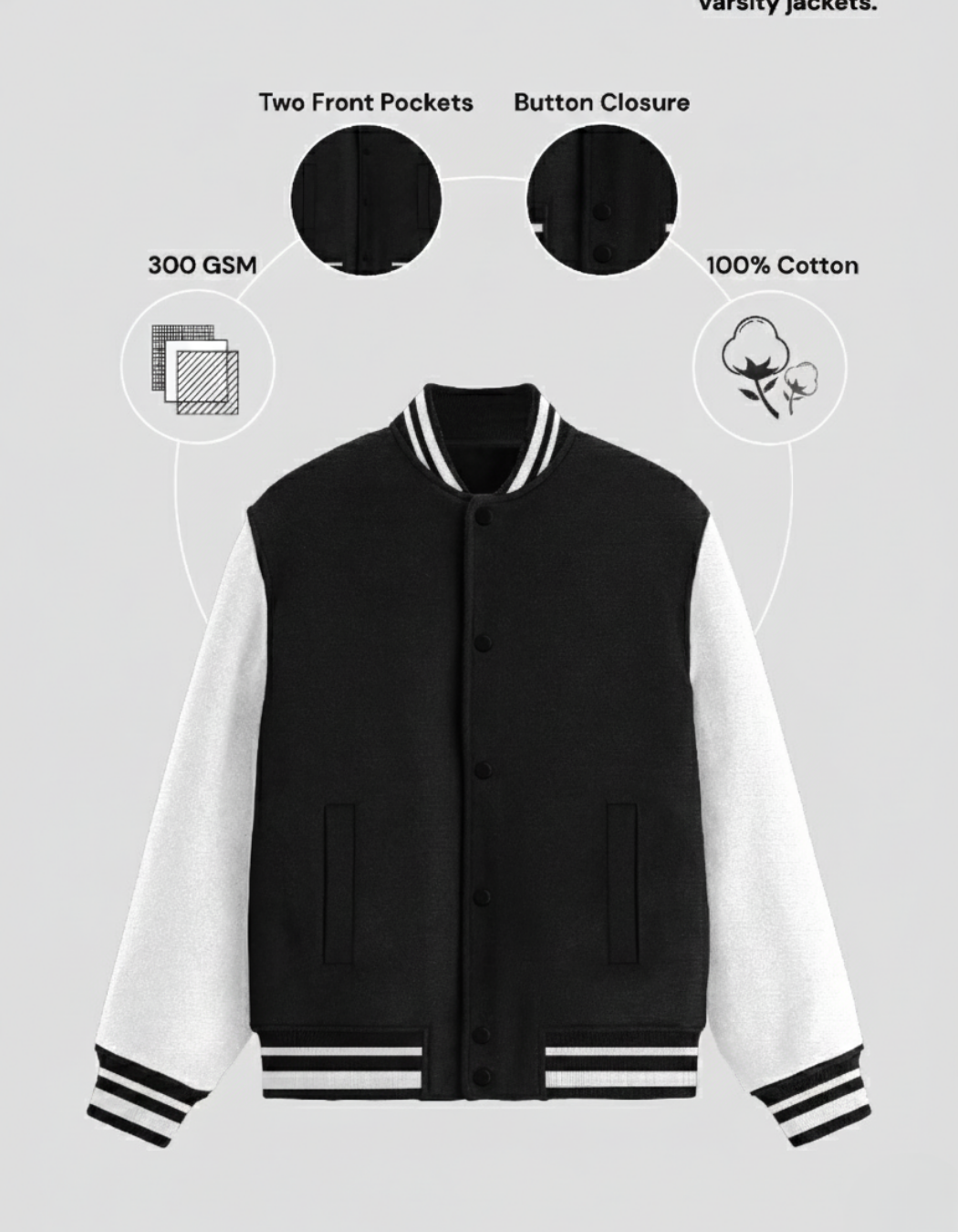 UNISEX BLACK VARSITY JACKET