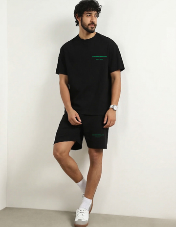 BLACK SOLID TERRY CO-ORD SET