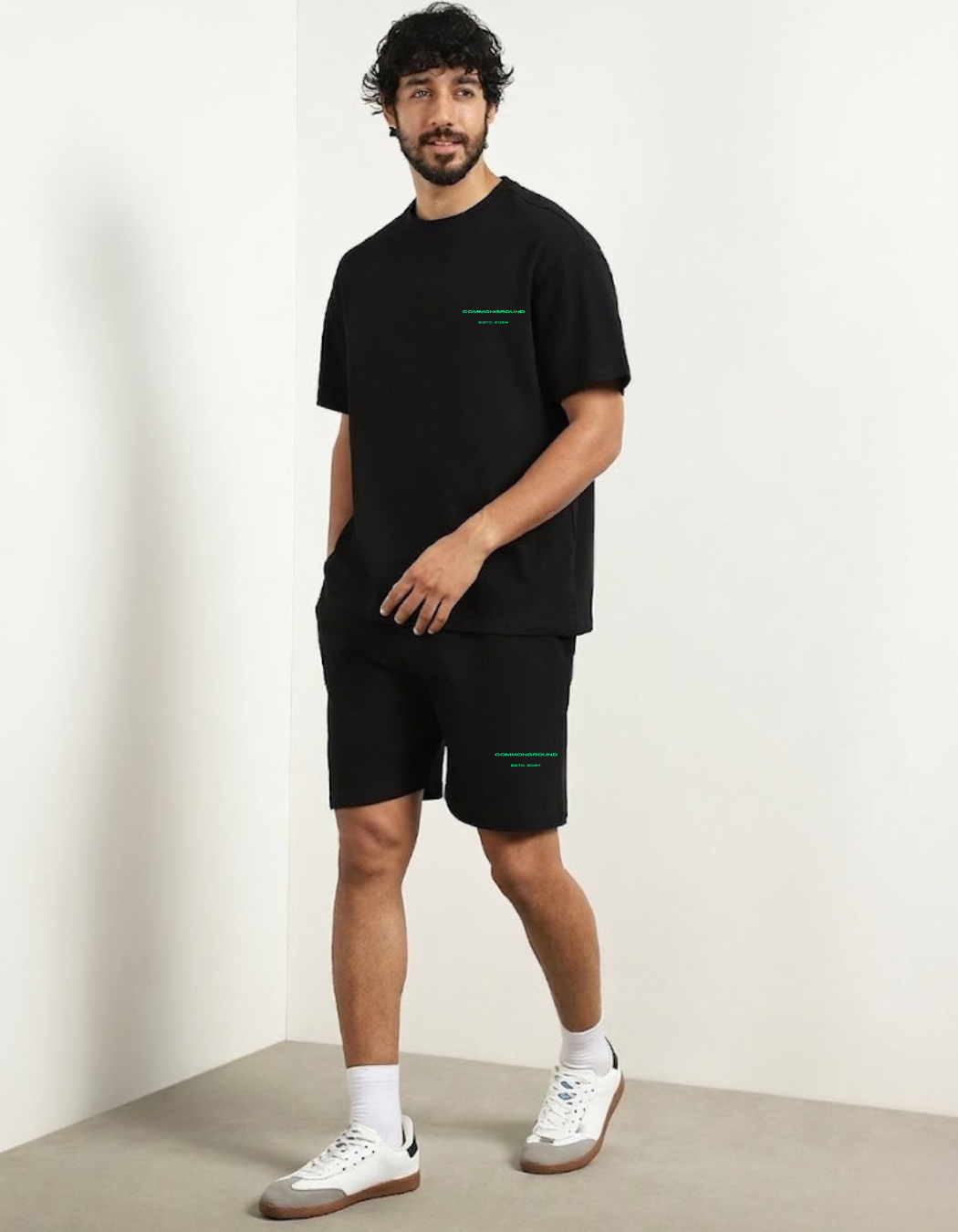 BLACK SOLID TERRY CO-ORD SET