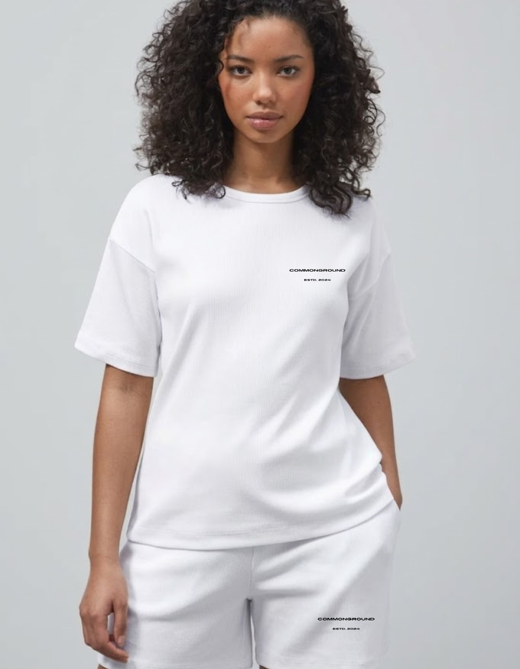 WHITE SOLID TERRY CO-ORD SET