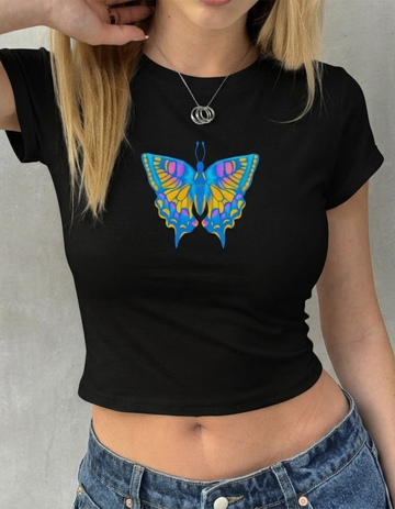NEON BUTTERFLY CROP TOP