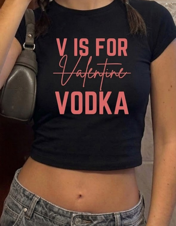 V FOR VODKA CROP TOP
