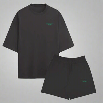 BLACK SOLID TERRY CO-ORD SET