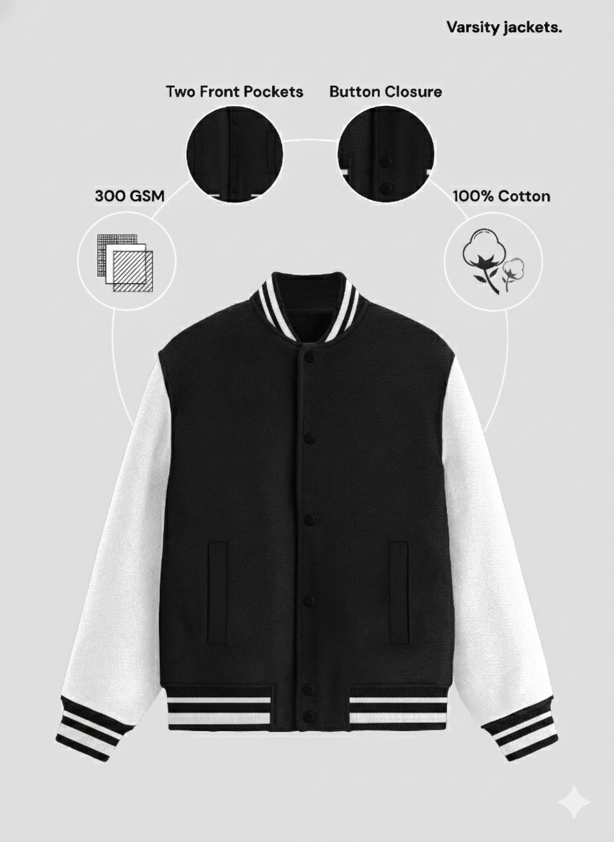 UNISEX BLACK VARSITY JACKET