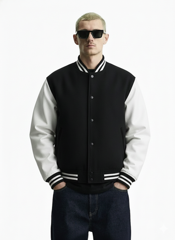 UNISEX BLACK VARSITY JACKET