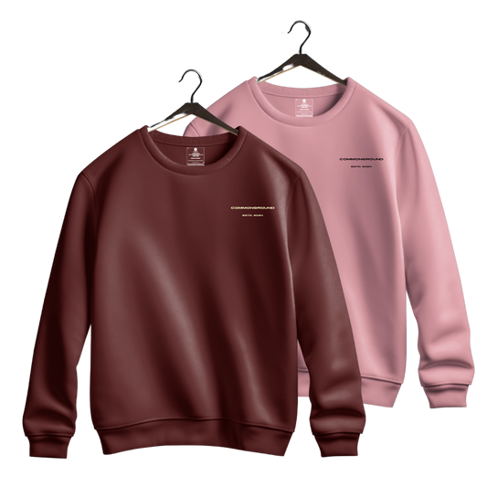 BABY PINK & MAROON OVERSIZED UNISEX SWEATSHIRT COMBO PACK OF 2