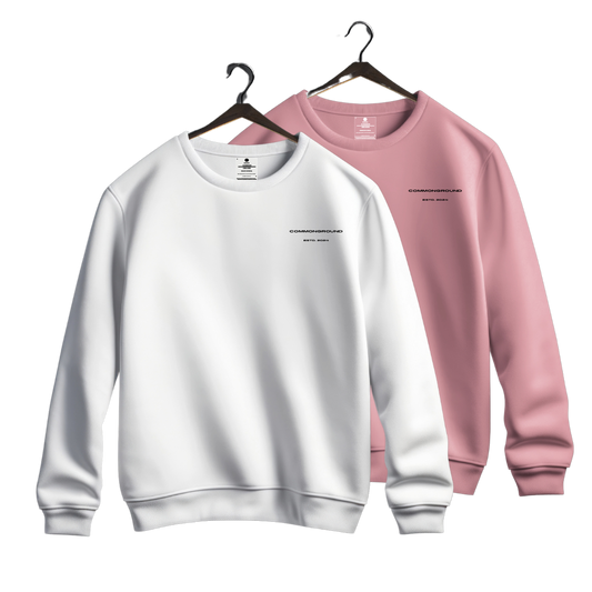 WHITE & BABY PINK OVERSIZED UNISEX SWEATSHIRT COMBO PACK OF 2