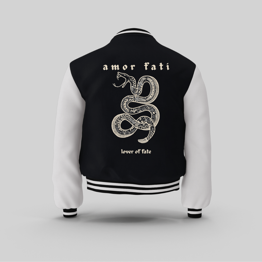 AMOR FATI UNISEX VARSITY JACKET - COMMONGROUND