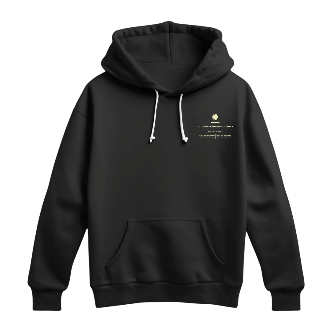 BLACK REGULAR HOODIE - COMMONGROUND