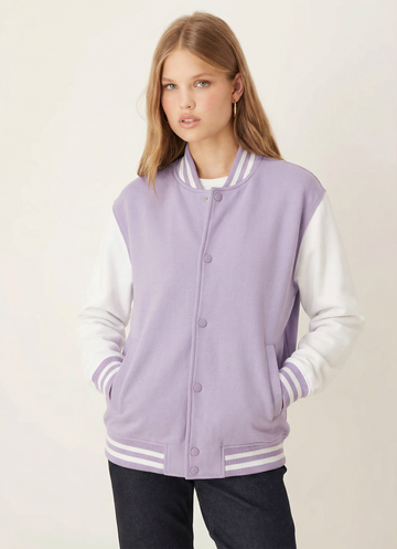 UNISEX LAVENDER VARSITY JACKET