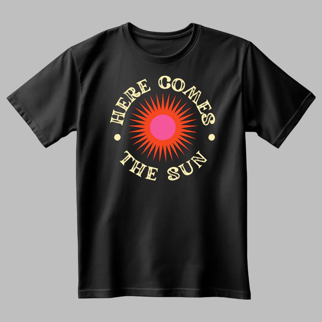 HERE COMES THE SUN BLACK SUPIMA T - SHIRT - COMMONGROUND