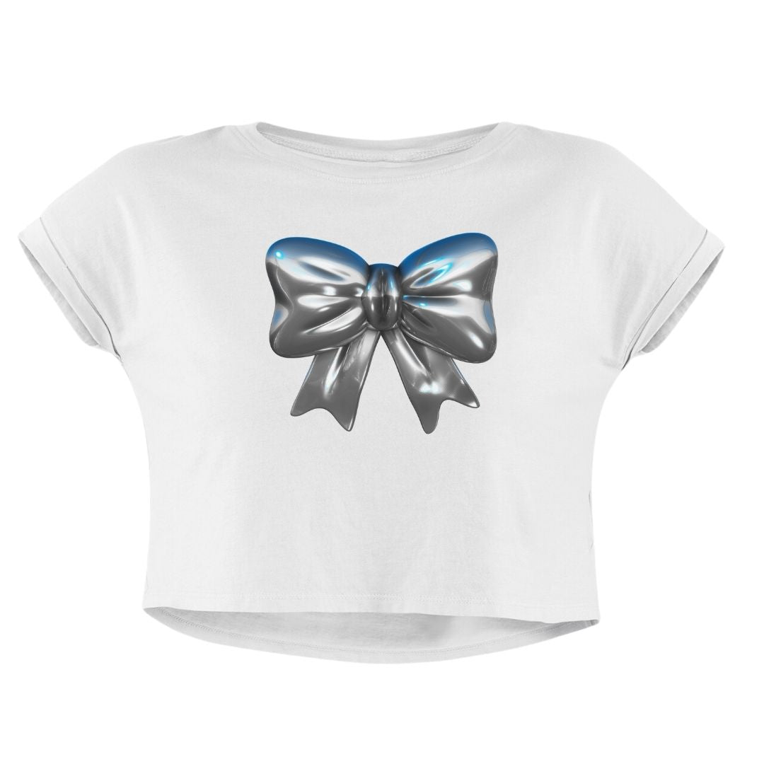 METALLIC BOW CROP TOP - COMMONGROUND