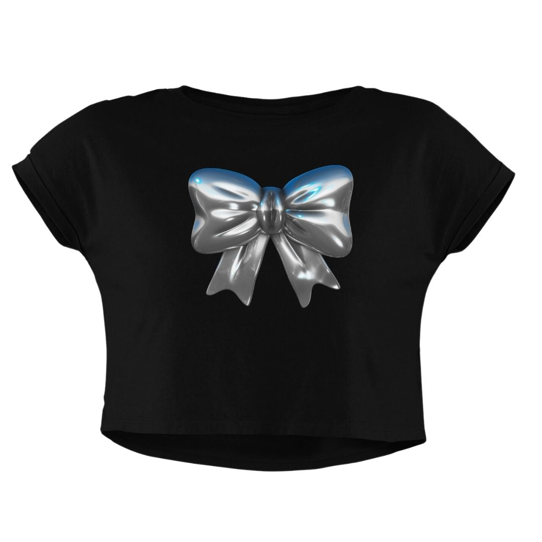 METALLIC BOW CROP TOP - COMMONGROUND