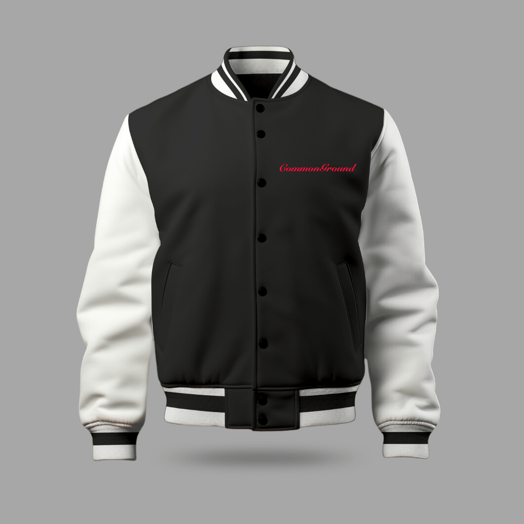 RED LOGO UNISEX VARSITY JACKET - COMMONGROUND