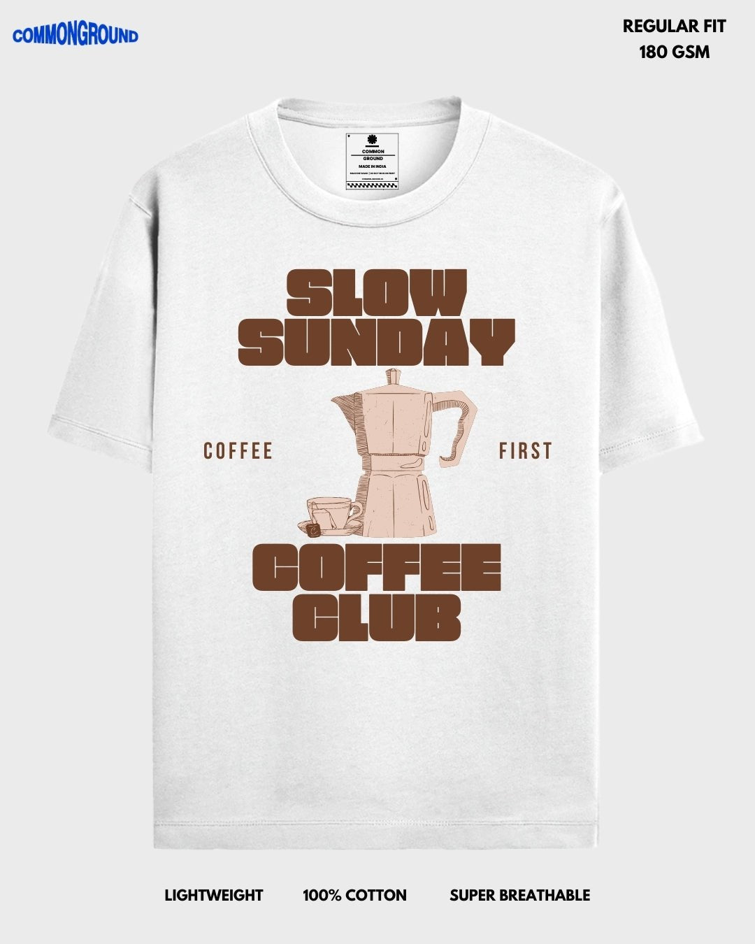 SLOW SUNDAY COFFEE CLUB REGULAR T - SHIRT - COMMONGROUND