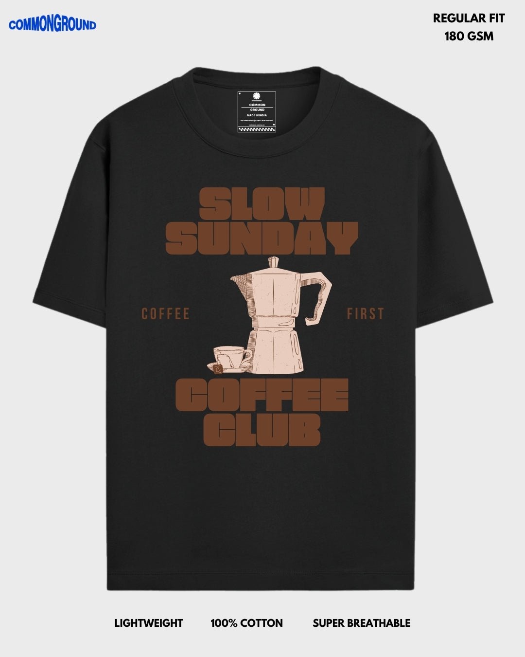 SLOW SUNDAY COFFEE CLUB REGULAR T - SHIRT - COMMONGROUND