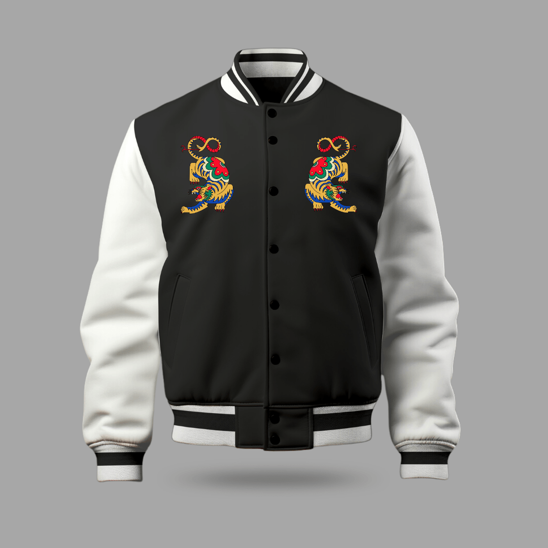 TIGER MOTIFS UNISEX VARSITY JACKET - COMMONGROUND