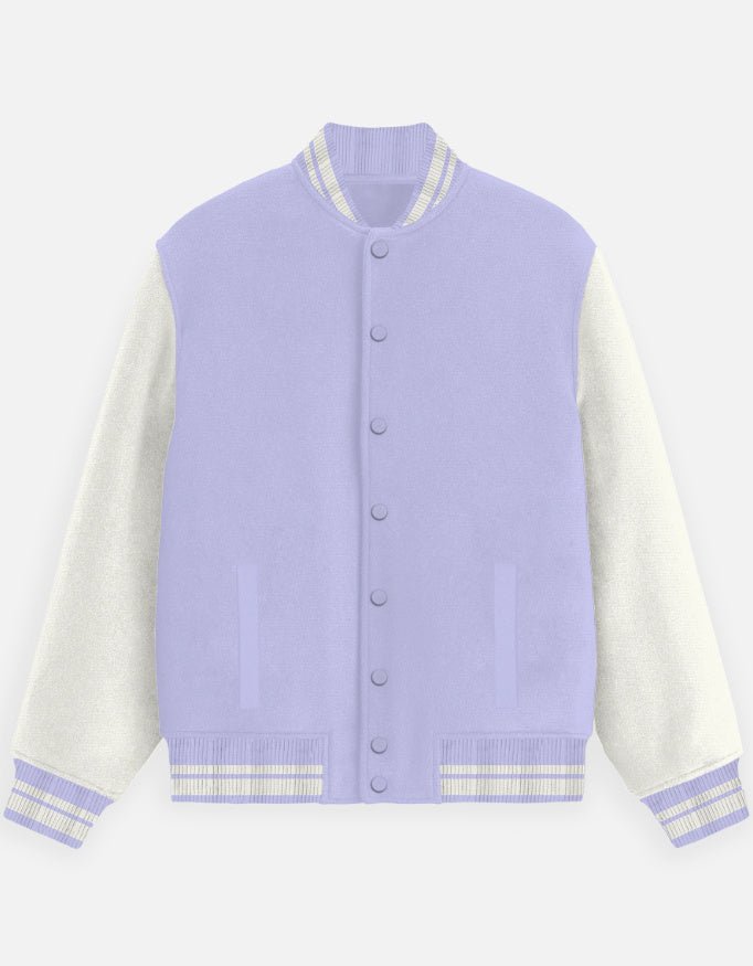 UNISEX LAVENDER VARSITY JACKET - COMMONGROUND