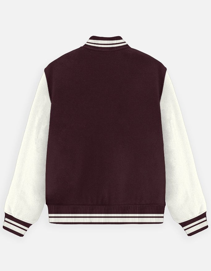 UNISEX MAROON VARSITY JACKET - COMMONGROUND