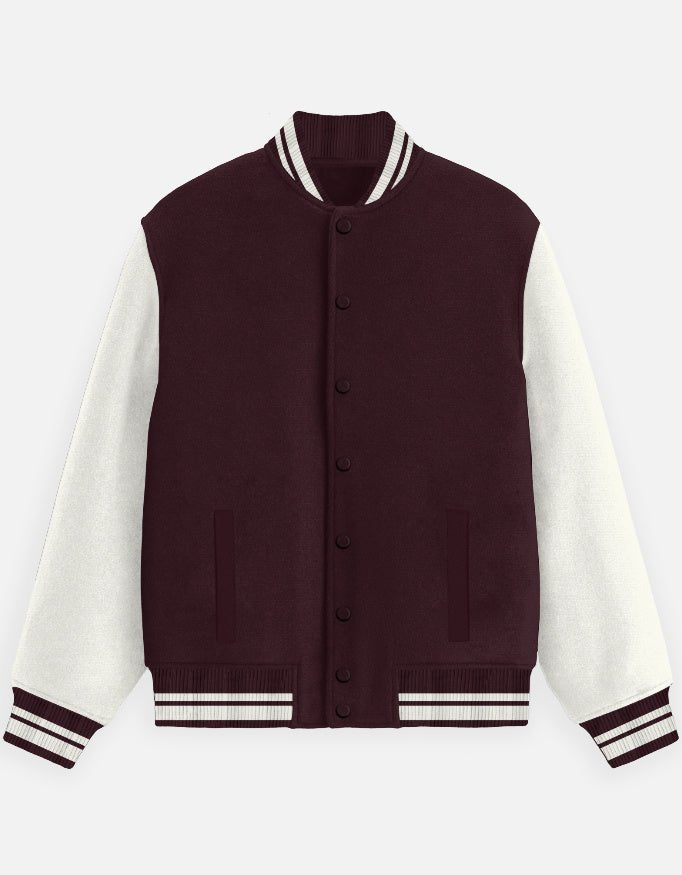 UNISEX MAROON VARSITY JACKET - COMMONGROUND