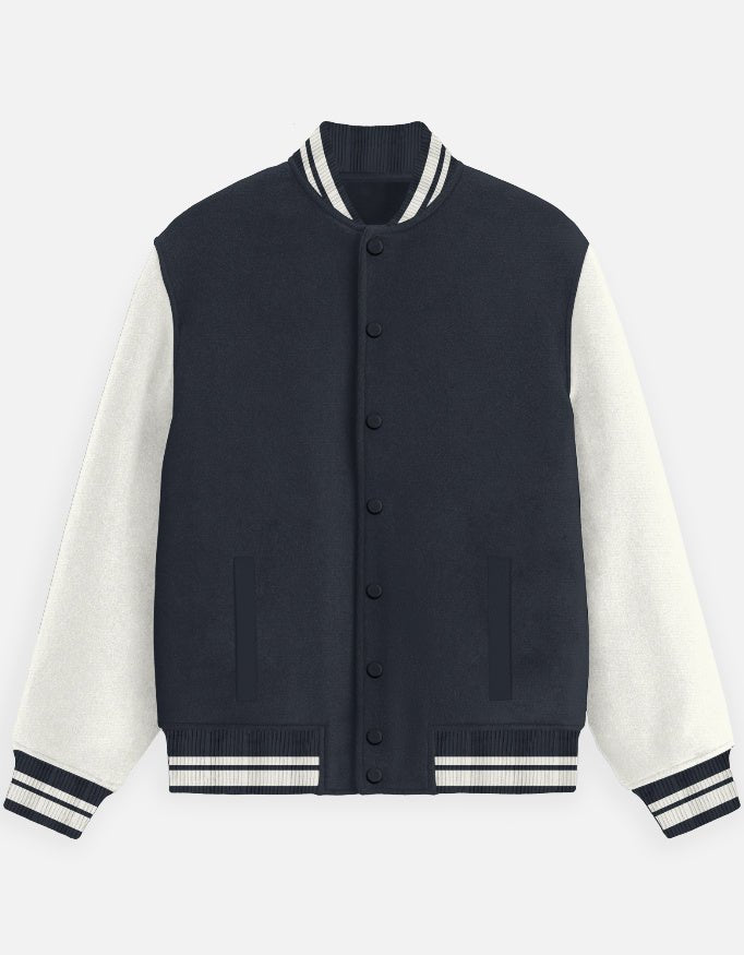 UNISEX NAVY BLUE VARSITY JACKET - COMMONGROUND