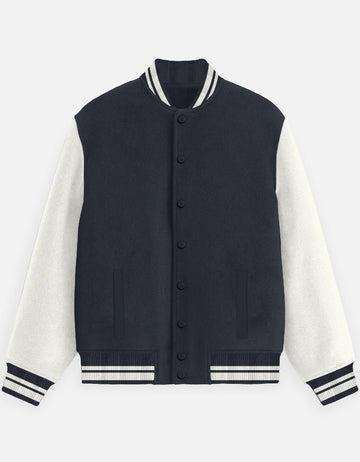 UNISEX NAVY BLUE VARSITY JACKET - COMMONGROUND