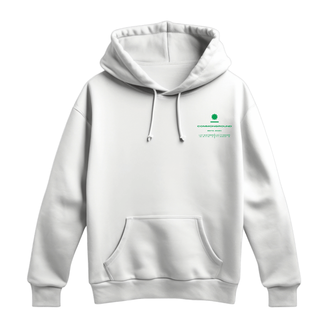 WHITE REGULAR HOODIE - COMMONGROUND